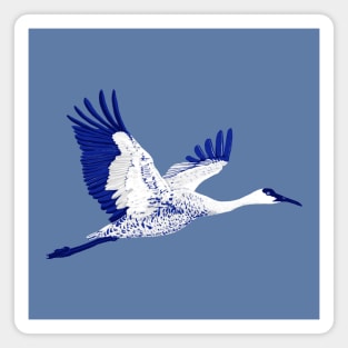 Blue and white crane Magnet